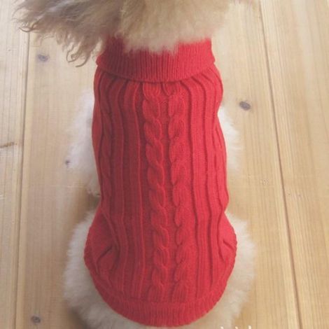 Klassischer Rollkragenpullover aus Strohseil für Hunde (rot) (1/5)
