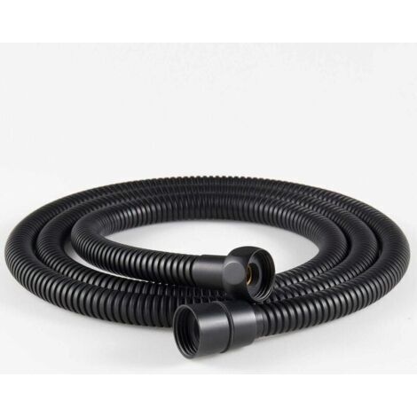 FENOPLASTICATuyau de douche flexible en acier inoxydable 1 pièce 1,5 m, raccords en laiton, tuyau de pommeau de douche anti-torsion, tuyau de douche flexible - noir (1/4)