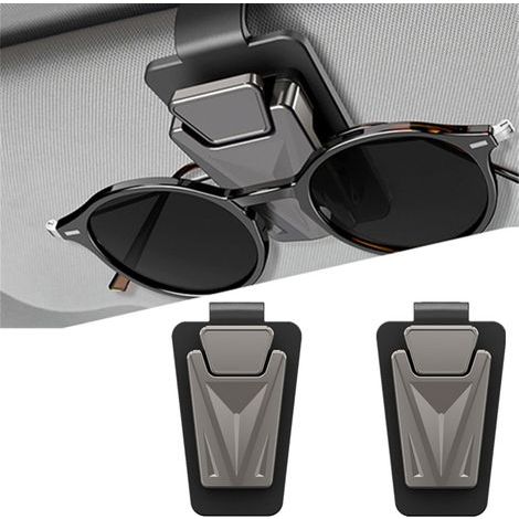 Sonnenbrillenhalter aus Metall – Einhandbedienung – Für Sonnenblenden im Auto – Schwarz (1/5)