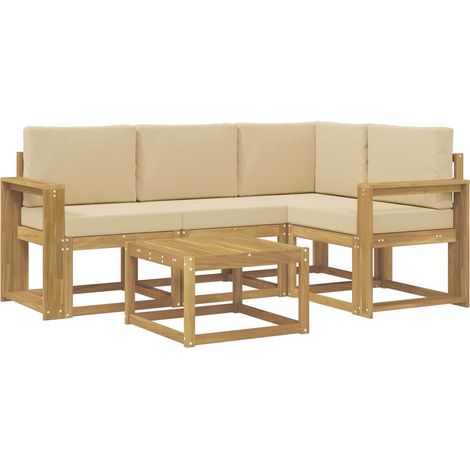 Set di divani da esterno 5 pz Bianco e Beige vidaXL (1/5)