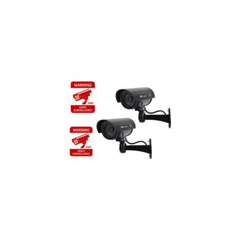 Bardusch-Pack de 2 caméras factices extérieures   LED intégrées   Alimentation par 2 piles AA   Matériau ABS durable   Installation facile sans câblage