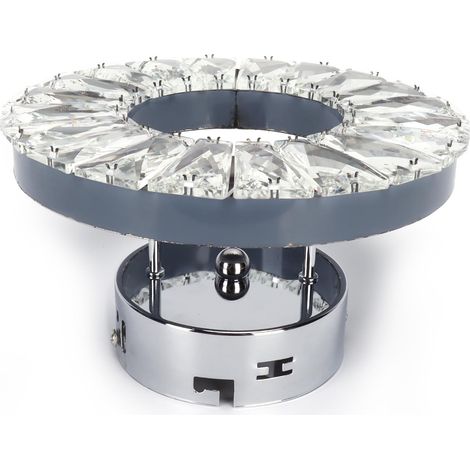 Applique murale en acier inoxydable avec anneau de cristal, lampe décorative pour couloir d'hôtel, lampe de couloir, lampe de chevet, lampe d'escalier, lumière blanche 12 W (1/5)