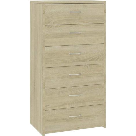 Maison Exclusive - Aparador 6 cajones contrachapada color roble S (1/5)