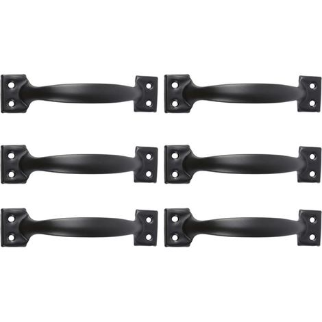 Lot de 6 Poignées de Meuble en Fer Noir 15 Cm Style Rétro Incurvé, Poignées de Remplacement pour Tiroirs, Armoires et Commodes, Accessoire Solide pour Décoration Intérieure (1/5)