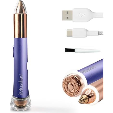 Electric Facial Shaver for Women, Eyebrow and Face Trimmer, Rechargeable Hair Remover with LED Light and Blade, Perfect for Removing Unwanted Facial Hair Eyebrows Lips (1/5)