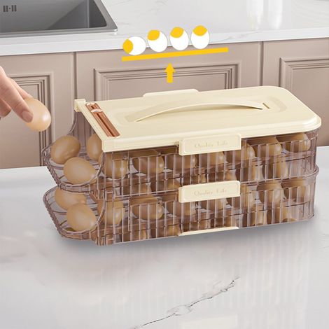 Organisateur Réfrigérateur - Support Roulant Pour Porte - Design Incliné Transparent - Couvercle Amovible - Empilable Stable - 2 Pièces (1/5)