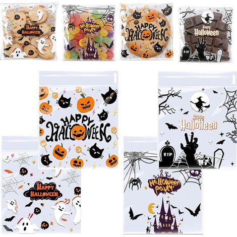 Sac à Bonbons Halloween, 200 Pièces Sachet Bonbons Halloween, 10 x 10 cm (1/5)