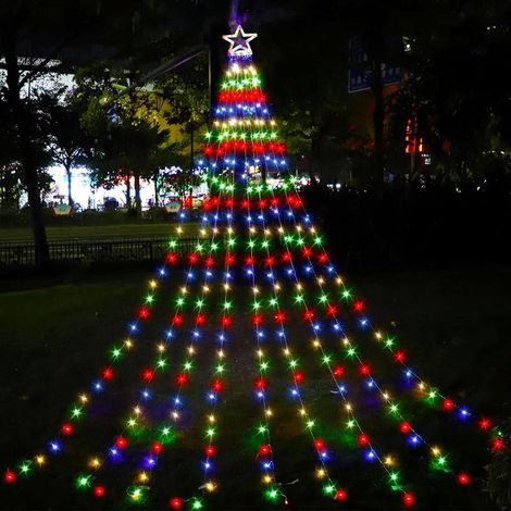 Guirlande lumineuse étoile de Noël multicolore, 350 LED extérieur déco sapin en cascade, lumières féériques imperméables suspendues pour fêtes de fin d'année, jardin et terrasse (1/5)