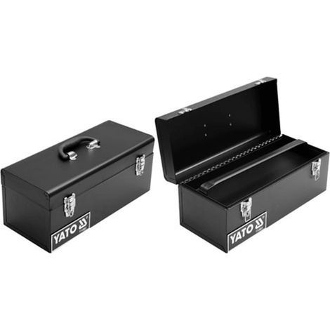 YATO YT-0883 - Caja de Herramientas Metálica Negra con Piezas Pequeñas - Organización Profesional