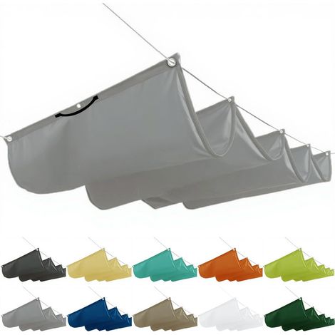 Protection solaire pour terrasse 1 x 3,5 m, protection solaire de terrasse rétractable, voile de balcon rétractable avec cordes de montage pour toit de terrasse, jardin d'hiver, toit de jardin, gris (1/5)