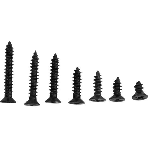 480 vis autotaraudeuses M3 à tête plate cruciforme en acier au carbone, finition nickel noir (acier au carbone noir) (1/5)