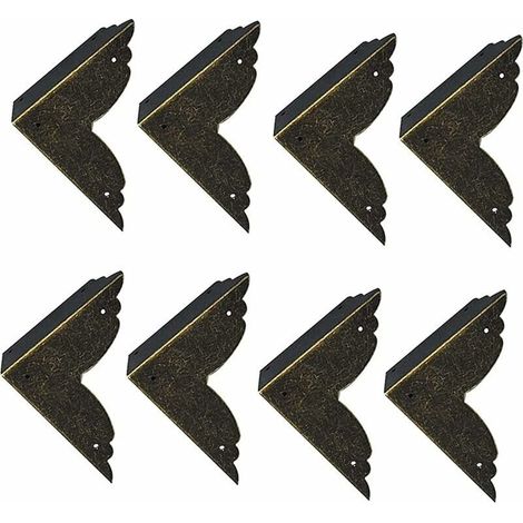 8 pièces Vintage Protecteur Décoratif d'angle en Fer protecteurs d'angle en métal pour Meubles De Protection d'angle De Meuble en Bronze pour Meuble et Boîte en Bois Coffret à Bijoux Bronze 707020mm,V (1/4)