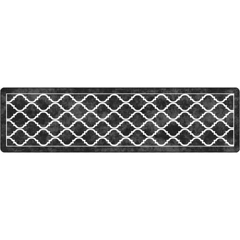 Maison Exclusive - Teppich Waschbar Schwarz und Weiß 80x300 cm