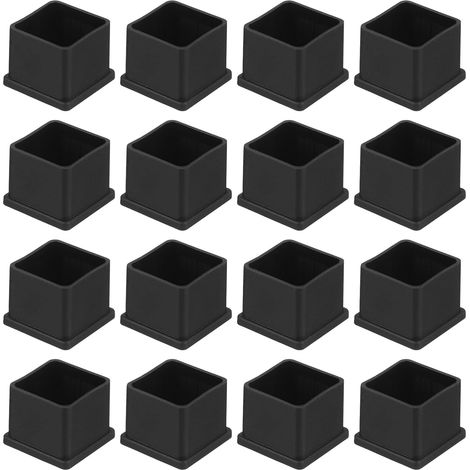 26 Embouts de pieds, Carrés 32mm, PVC Noir, Antidérapants, Protection sol, Intérieur Extérieur (1/5)