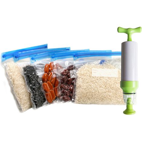Kit 1 macchina pompa sottovuoto manuale 5 sacchetti buste incluse jordan yl-283 (1/5)