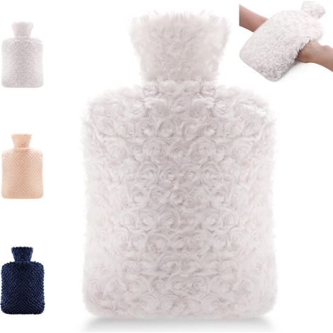 bouillotte,bouillotte eau chaude 2 L,bouillote chauffant,Housse Premium Douce et Molletonnée,bouillotte thermique adulte et enfant,bouillottes-Apricot Plush (1/5)