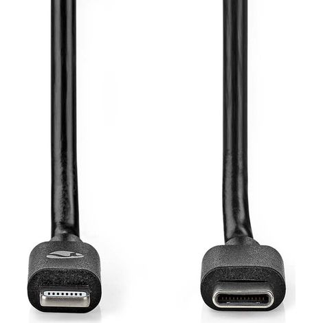 Nedis Lightning Kabel / USB 2.0 / Apple Lightning 8-Pin / USB-C™ Stecker / 480 Mbps / Vernickelt / 1.00 m / Rund / PVC / Schwarz / Label