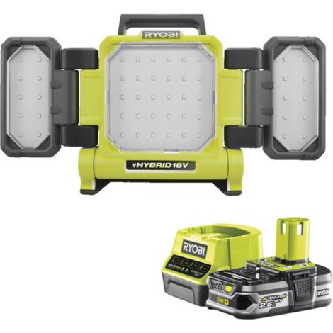 Pack RYOBI Triple panneau lumineux LED 18V One+ 3000 Lumens RLP18-0 - 1 Batterie 2.5Ah - 1 Chargeur rapide RC18120-125
