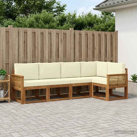 vidaXL Outdoor-Sofagarnitur 5 pcs Natur und Creme Polyester (1/5)
