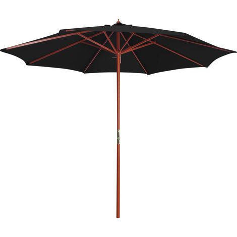 Parasol avec mât en bois 300x258 cm Noir vidaXL
