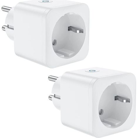 Intelligente WLAN-Steckdose, 16 A, 3680 W, kompatibel mit Alexa und Google Home, Sprach- und Fernbedienungssteuerung, Timerfunktion, 2er-Pack (1/5)