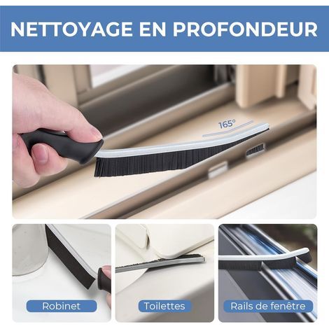 Brosse à Joints, Brosse Nettoyage Salle de Bain avec Poignée Ergonomique, Brosses à Joint Carrelage, Brosses à Récurer pour Cuisine et Fenêtre (6, Noir) (1/5)