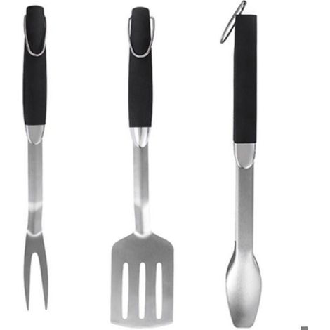Kit Barbecue - Pince Multifonctionnelle Spatule Fourchette - Acier Inoxydable 304 - Pour Grillades Extérieures - Lot de 3 (1/5)