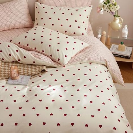 Housse de Couette 220x240 Amour Rouge et 2 Taies d'oreiller 65x65 (1/5)