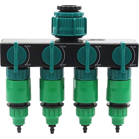 Répartiteur de Robinet d'eau à 4 Voies avec connecteurs Rapides, Adaptateur de Tuyau d'arrosage de Jardin 1"3/4" 1/2"(Type1) (1/5)