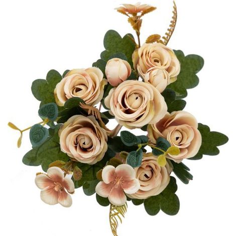 Bouquets de fleurs artificielles - - 4 bouquets - Champagne - Tissu de soie - Élégance chic