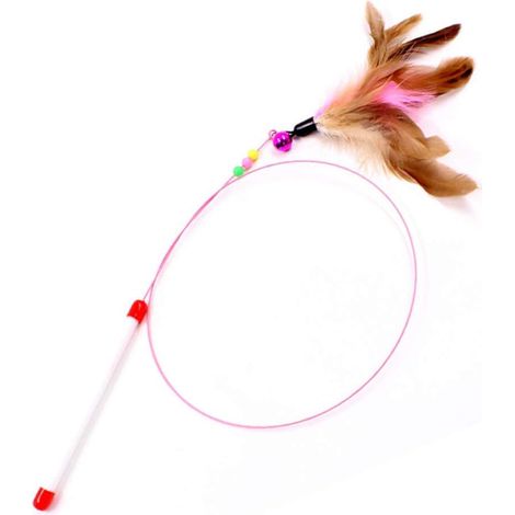 Jouet pour chat baguette pour chat jouets pour chat interactifs avec plumes, cloche et fil flexible (1/4)