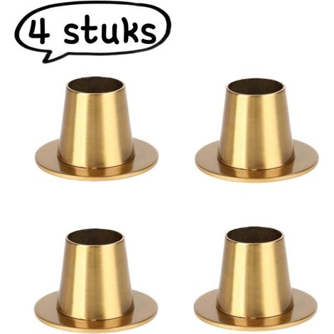 Set of 4 decorative gold-plated brass candlesticks for a romantic table and dinner (1/5)