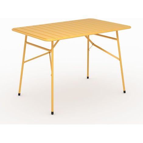 Table de jardin en métal jaune beurre 4 personnes - Yumi