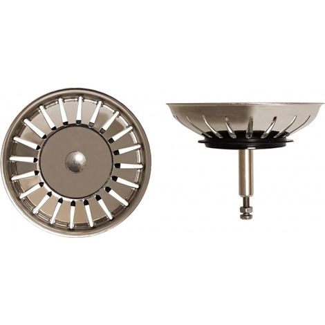 Panier évier inox 83 mm – Bonde automatique à câble – Hauteur réglable – Filtration des déchets pour vidage évier – Lb Plast (1/5)