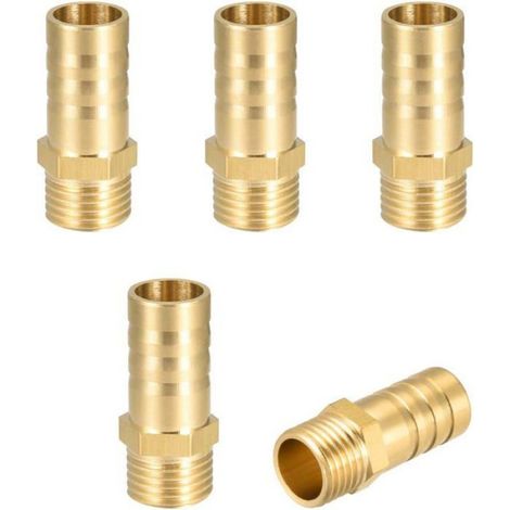 5 Pièces Raccord Cannelé Laiton 12mm, Filetage 1/4"G Mâle, Connecteur Tuyau Arrosage, Pompe Eau Jardin (1/2)