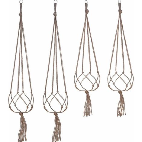 Lot de 4 cache-pots à suspendre avec anneau, pour extérieur et intérieur (2 de 105 cm et 2 de 88 cm)