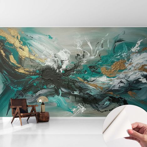 Carta da parati adesiva - lavabile - decorazione murale - per cucina - pellicola decorativa Vortice artistico 416x254 cm (1/5)