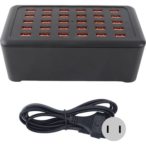 USB-Ladehub mit 30 Anschlüssen, Schnellladefunktion für Handys, Kopfhörer und Taschenlampen. Stromversorgung: 100–240 V Wechselstrom (US-Stecker). (1/5)