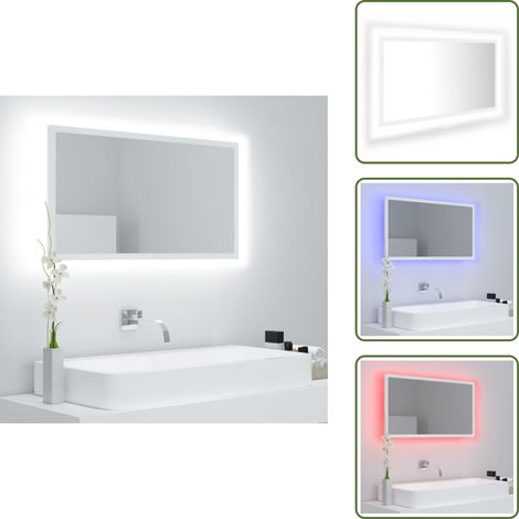 Specchio acrilico - vidaXL Specchio da Bagno con LED Bianco 80x8,5x37 cm in Acrilico - Specchio con luce rgb