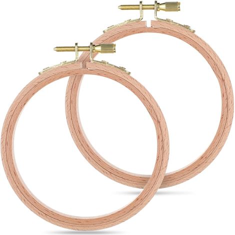 Lot de 2 cercles à broder de 10 cm (4 pouces), petits cercles à broder pour point de croix, anneaux ronds réglables, cadres à broder pour la couture et les loisirs créatifs. (1/5)