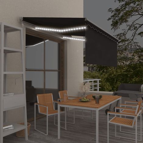Toldo automático persiana LED sensor viento antracita 3x2,5m