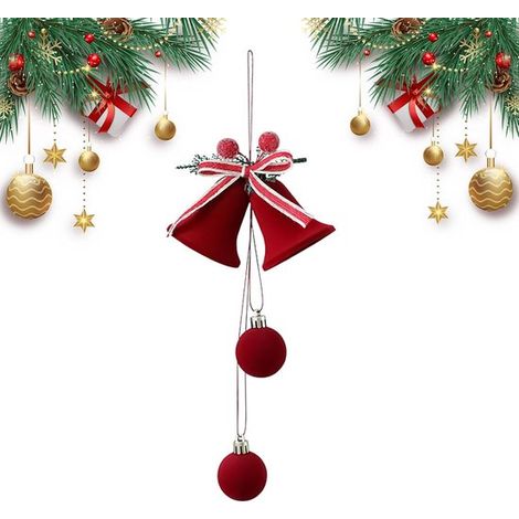 Ornement cloche – Décoration de Noël – Décoration pour sapin – Finition veloutée – Ornement à suspendre pour sapin – Convient pour les couronnes, les cheminées, les fenêtres et les décorations festive (1/4)