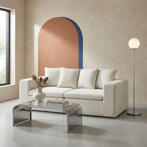 Canapé modulable tissu chenille 3 places - Movi Chenille Blanc (1/5)
