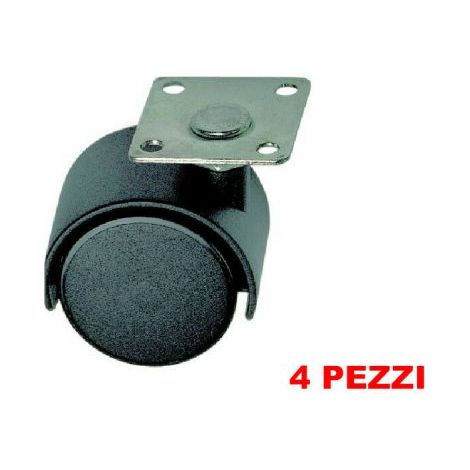 RUOTA NYLON GEMELLARE CON PIASTRA MM.40. Prezzo per 1 pezzo. (1/2)
