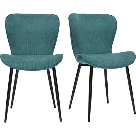 Design-Stühle aus blauem Samtstoff und schwarzem Metall (2er-Set) ADDICT