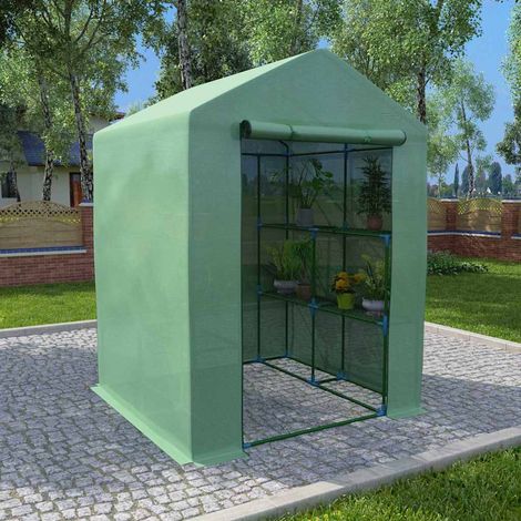 vidaXL Serre avec étagères Acier 143x143x195 cm (1/5)