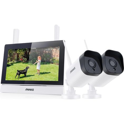 Kit Surveillance sans Fil avec Écran , WiFi NVR avec écran Tactile IPS et Caméras IP Extérieures , Vision Nocturne ,Audio Bidirectionnel, ,Blanc (Blanc) (1/5)