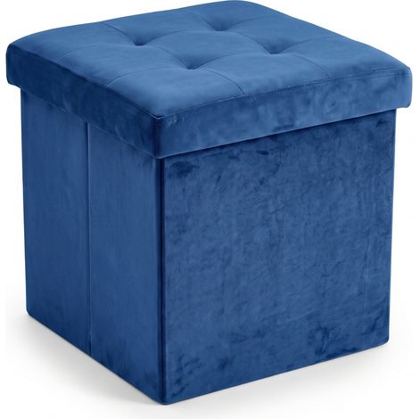 Samtige Pufa mit Stauraum, faltbar, 38 x 38 x 38 cm (1/5)