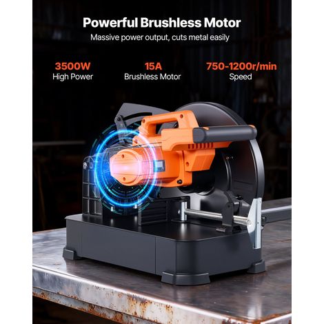 Scie à Tronçonner avec Lame de Coupe à Froid en Inox 355 mm, Scie à Métaux avec Moteur sans Balais Puissant de 3500 W, Vitesse Réglable 750-1200 tr/min, Angle 0-45°, pour Tubes Carrés et Plats (1/5)