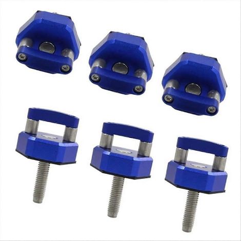 Lot de 6 vis à main à démontage rapide pour toit rigide de voiture (bleues) (1/5)